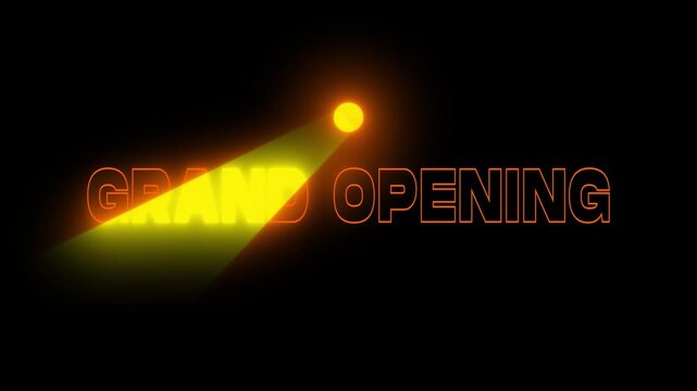Grand opening title animation with golden spotlight sweeping across dark background video