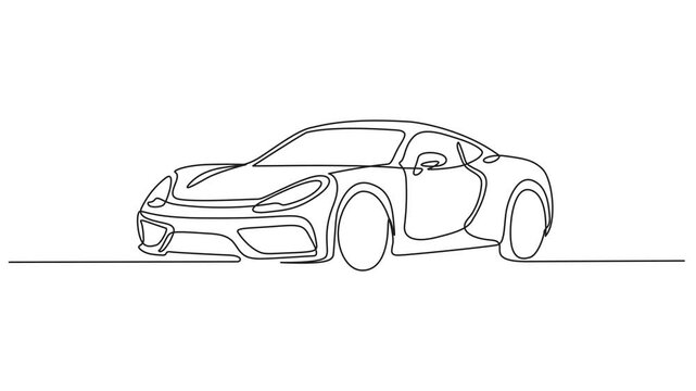 Animated self drawing of continuous line draw classic convertible sports car. Collectors business comfortable cabrio automobile supercar., Animated self drawing of continuous line draw classic convert