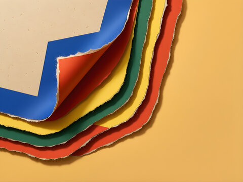 One lifted paper corner creating four widening color ripples through surrounding layers for editorial, business, wellbeing, social-impact and brand-storytelling campaign