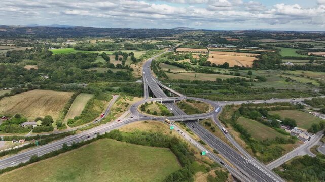 Amazing aerials Ireland transport system suburbs of Waterford city leading to the M9 to Dublin City