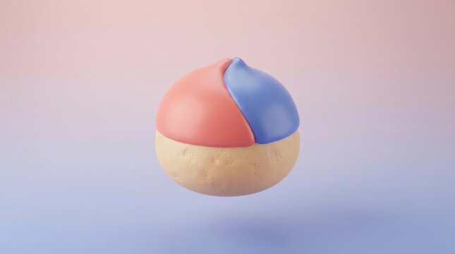 3D render of a sphere with red and blue segments on a soft gradient background