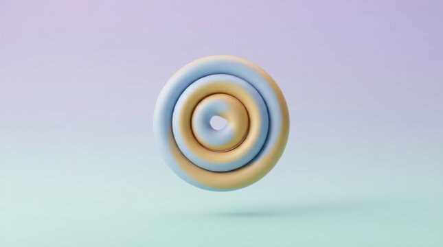 Abstract 3D render of concentric pastel toroid shapes floating on a smooth gradient background
