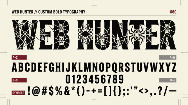 Custom bold web hunter typography with cracked lettering design with visual