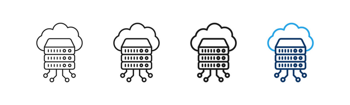 Database Server Different Set Vector Icon