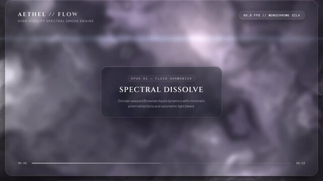 Dark ethereal smoke background with cinematic interface overlay