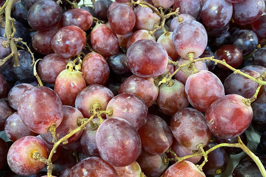 Fresh red grapes macro photography