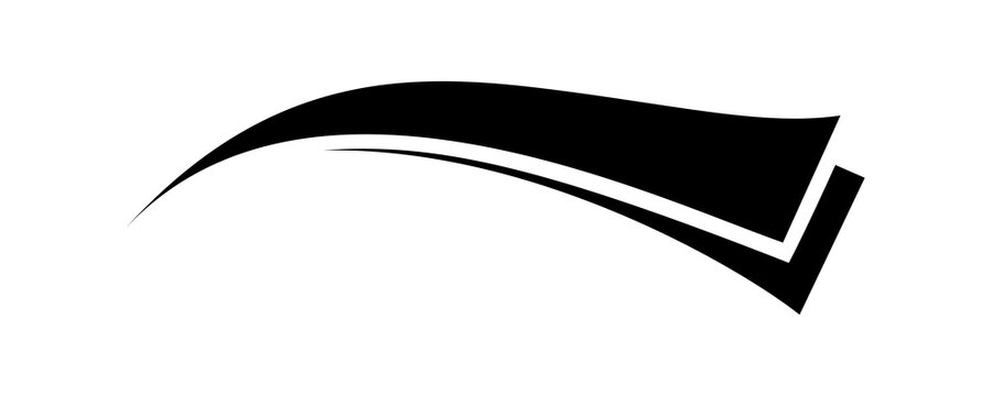 Sleek black motion stripe design for racing car decals and contemporary branding aesthetics on transparent background.