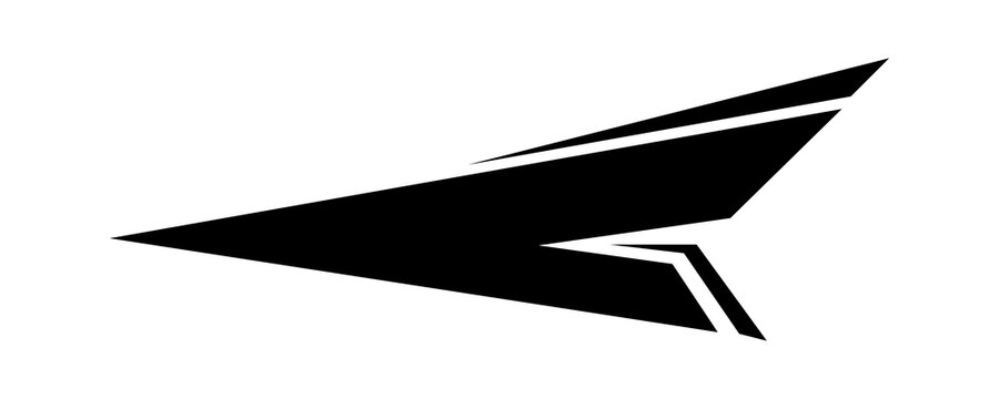 Sharp angular geometric black vinyl graphic decal template for sports car body modification on transparent background.