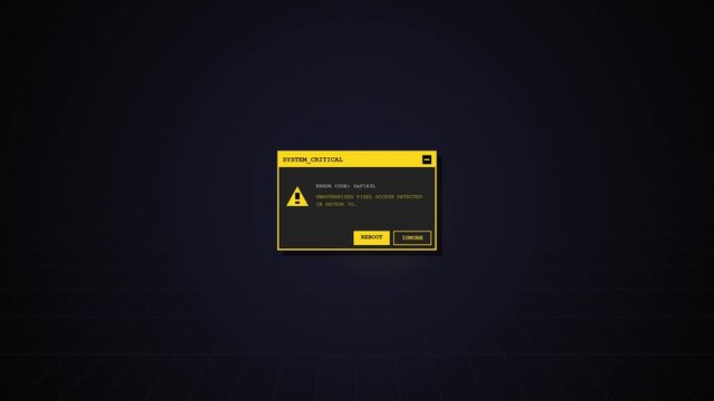 Retro Cyberpunk System Critical Error UI Pop-Up Animation Background Loop