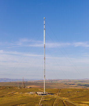 Winter Hill Transmitting Station mast at 309.48m high and a diameter of 2.75m and 778.1m above sea level is the highest television transmitting antennae in the UK located on Winter Hill, near Rivingto