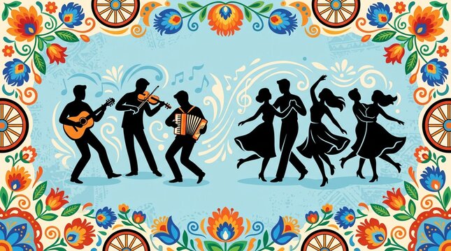 Folk musicians and dancers celebrate international music day