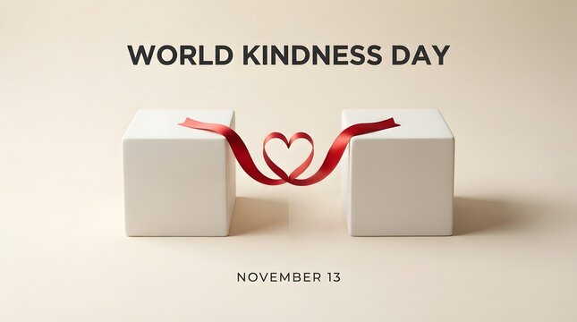 World kindness day concept with red ribbon forming a heart shape