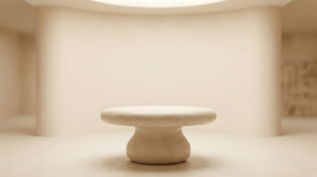Beige Pedestal Stand for Product Display