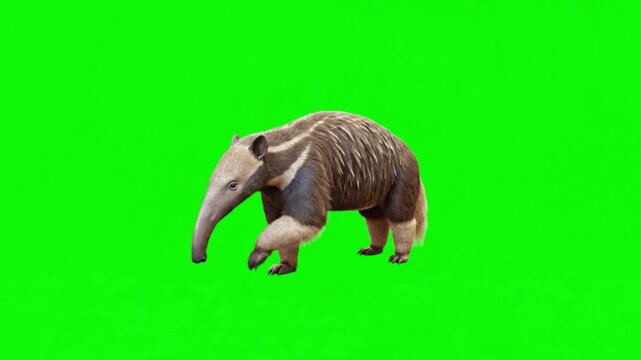 Realistic Anteater Natural Movement on Green Screen Background &ndash; Wild Animal Wildlife Video Footage