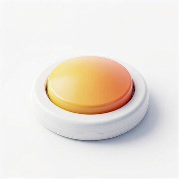 Round orange and yellow gradient push button 3D render isolated on a white background 
