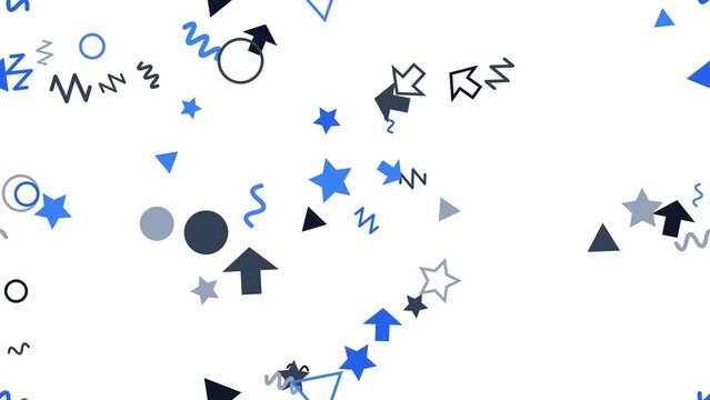 pattern confetti horizontal Blue Abstract Shapes and Symbols Confetti Falling Background Vector Graphic Elements for Celebration