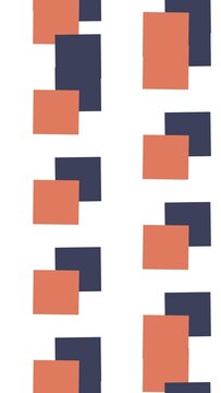 pattern herringbone vertical Abstract geometric pattern with overlapping orange and blue rectangles on a white background