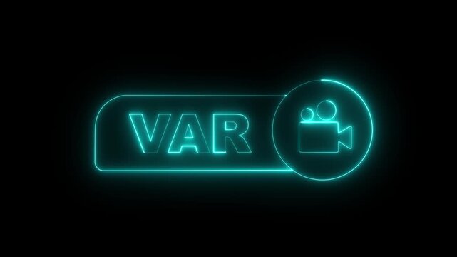 glowing neon football VAR System icon on the TV screen. Video Assistant Referee. Football, Soccer VAR System icon with Computer Illustration. designed for football technology and match analysis.