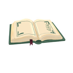 Fototapeta premium Open magical book with blank pages isolated on transparent background