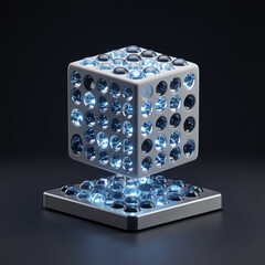 Fototapeta premium Futuristic ball grid array concept sculptural hero object 3D render