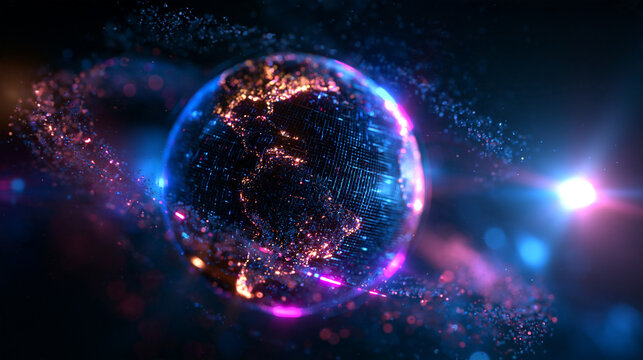 Digital Globe Representing Global Network and Cyber Connectivity