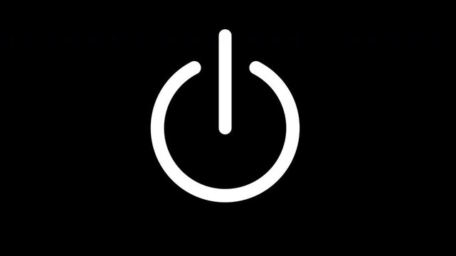 power button for start or shut down control simple minimalist style concept animation on transparent background, 4k video