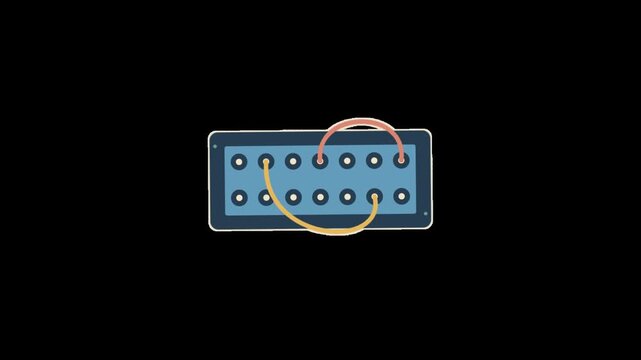 Retro audio patch bay flat vector icon motion animation