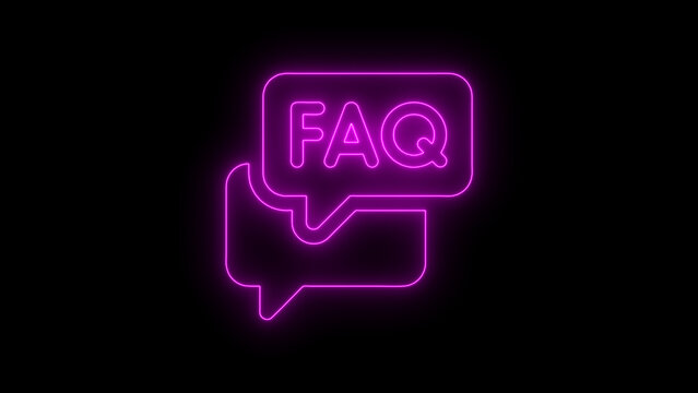 Neon FAQ Frequently Asked Questions Chat Bubble Icon Animation