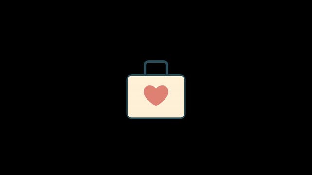 Animated First Aid Medical Kit Icon with Heart Symbol