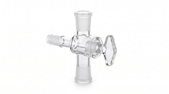 Clear Glass Laboratory Stopcock Valve Connector for Chemical Research and Scientific Apparatus