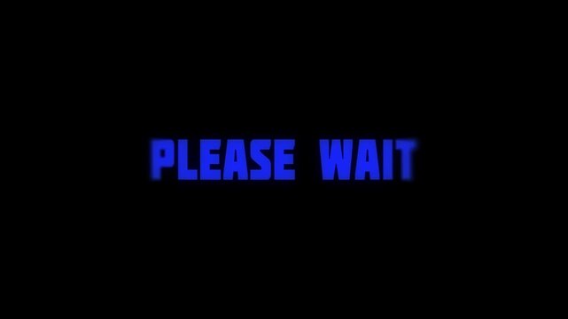 Please wait glow black multicolor glitch text animation 