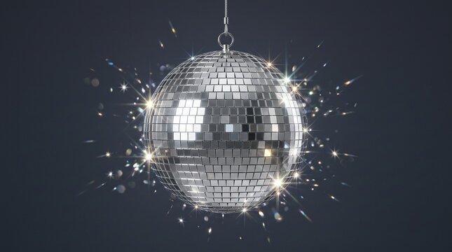 Shimmering Disco Ball with Sparkling Light Effects.