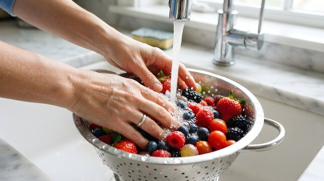 woman washing vegetables