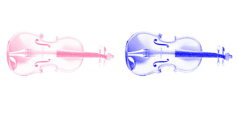 Halftone stipple dotted retro violins in transparent grunge style © Business Image
