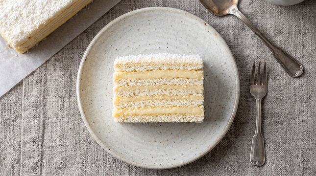 Hyper Realistic 9K 60 Degree Angle Close Up Moldovan Alba ca Zapada Layer Cake Food Photography