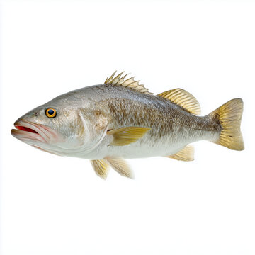 Fresh river perch fish swimming in profile isolated on a clean white background