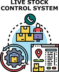 Fototapeta premium Live stock control system concept illustrating remote tracking, inventory management, and warehouse optimization processes for efficient goods distribution and order fulfillment