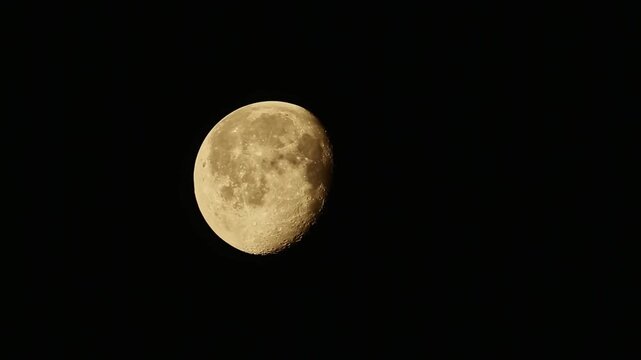 Almost full moon in the night sky.