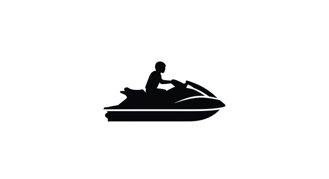 Jet ski with rider depicted as a black silhouette