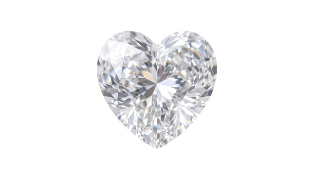 Heart shaped diamond isolated on white background, brilliant cut sparkling gemstone, luxury crystal jewelry element for engagement and wedding design