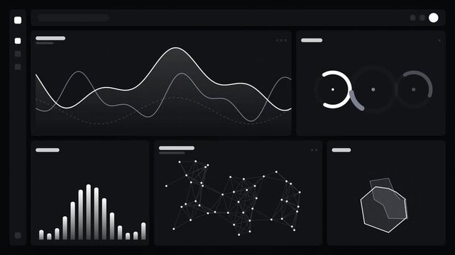 Data dashboard displays analytical charts and statistical metrics on screen.