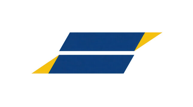 Blue and yellow parallelogram logo design isolated on transparent background