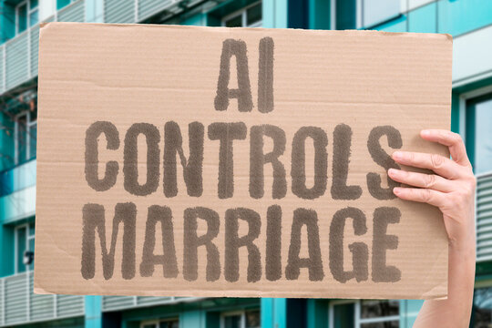 "AI controls marriage" Algorithms dictate couple decisions. AI. CONTROLS. MARRIAGE. ALGORITHM. COUPLE.