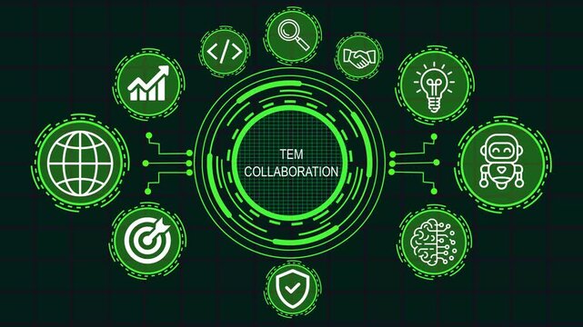  Internet, business, Technology and network concept icon. Teem collaboration concept animation. Framework Information project. 4K Video