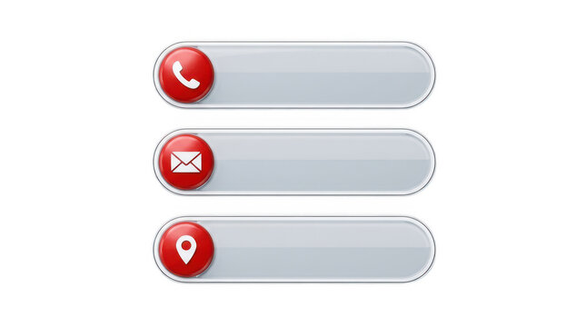 Contact information buttons isolated on transparent background