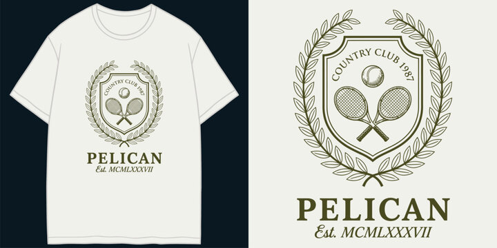 country club 1987 pelican est mcmlxxxvii retro sports vector illustration artwork