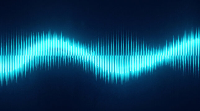 Abstract digital sound wave equalizer background with glowing blue light pulses