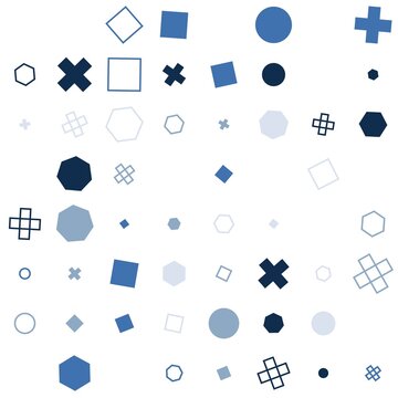 pattern grid square Seamless Pattern of Blue Geometric Shapes and Symbols on White Background Vector Illustration