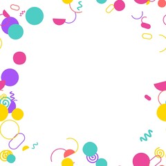 Obraz premium pattern organic square Colorful Confetti and Geometric Shapes Border Design with Circles and Swirls for Celebration and Party Backgrounds