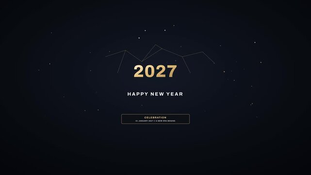 Ultra-luxurious dual-scene cinematic New Year 2027 motion graphic featuring nested transitions with a monolithic obsidian marble countdown cube rotating in 3D 